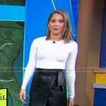 ginger’s black leather wrap skirt on Good Morning America