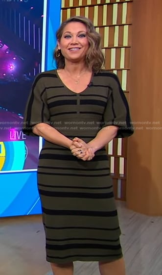 Ginger’s green striped knit dress on Good Morning America