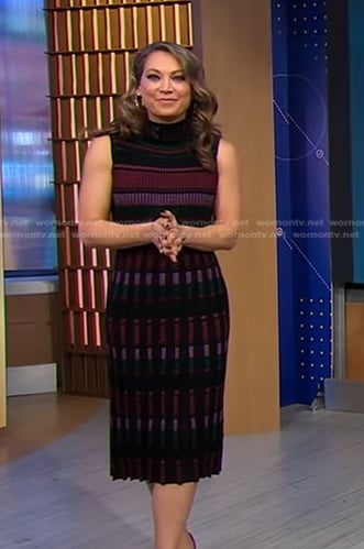 Ginger’s metallic striped ribbed dress on Good Morning America