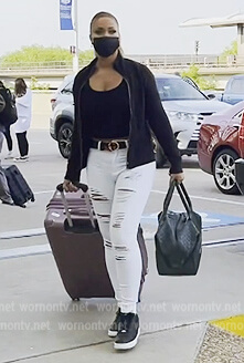 Gizelle’s white distressed jeans on The Real Housewives of Potomac