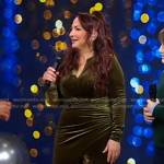 Gloria Estefan’s green asymmetric velvet dress on Good Morning America