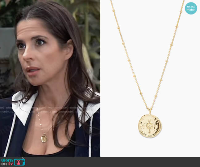 Gorjana Compass Coin Necklace worn by Sam McCall (Kelly Monaco) on General Hospital
