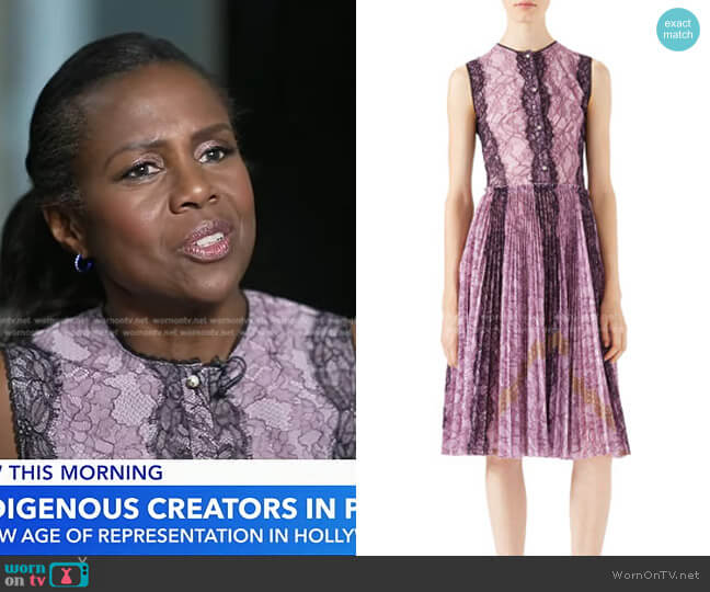 Gucci Bonded Lace Georgette Dress worn by Deborah Roberts on Good Morning America