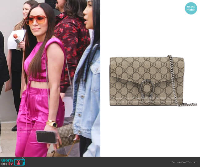 Gucci Dionysus GG Supreme Clutch worn by Angie Katsanevas on The Real Housewives of Salt Lake City