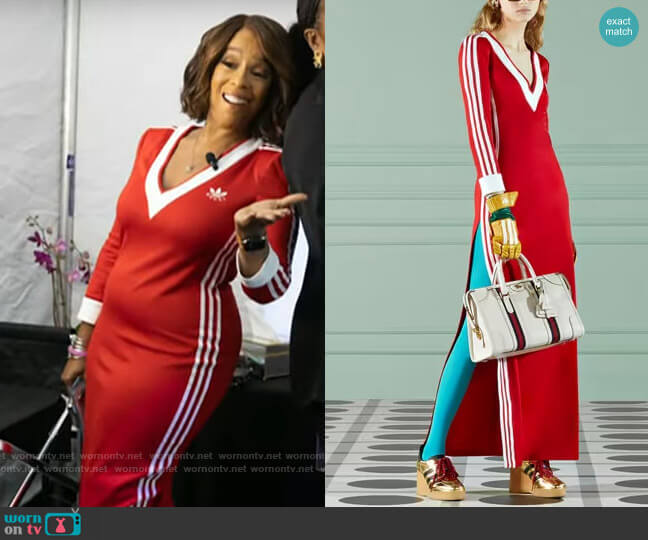 Gucci x Adidas Cotton Jersey Dress worn by Gayle King on CBS Mornings