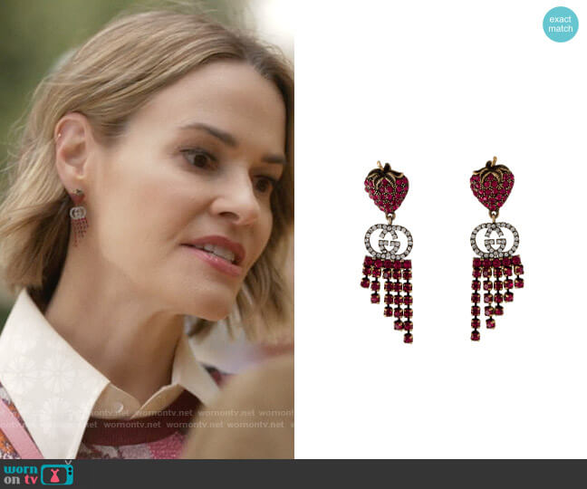 Gucci Strawberry Drop Earrings worn by Alice Pieszecki (Leisha Hailey) on The L Word Generation Q