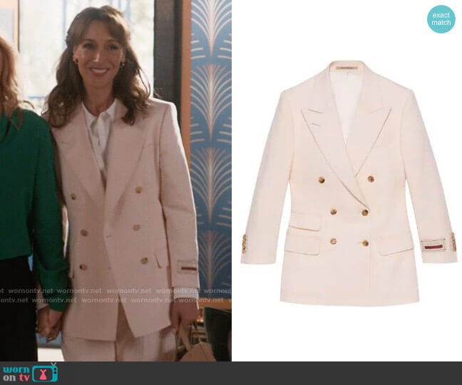 Gucci Double-breasted Wool Mohair Blazer Jacket worn by Bette Porter (Jennifer Beals) on The L Word Generation Q