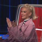 Gwen’s pink fringed moto jacket on The Voice