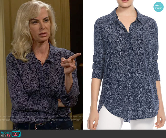 Halston Heritage Printed Silk Shirt worn by Amanda Sinclair (Mishael Morgan) on The Young and the Restless
