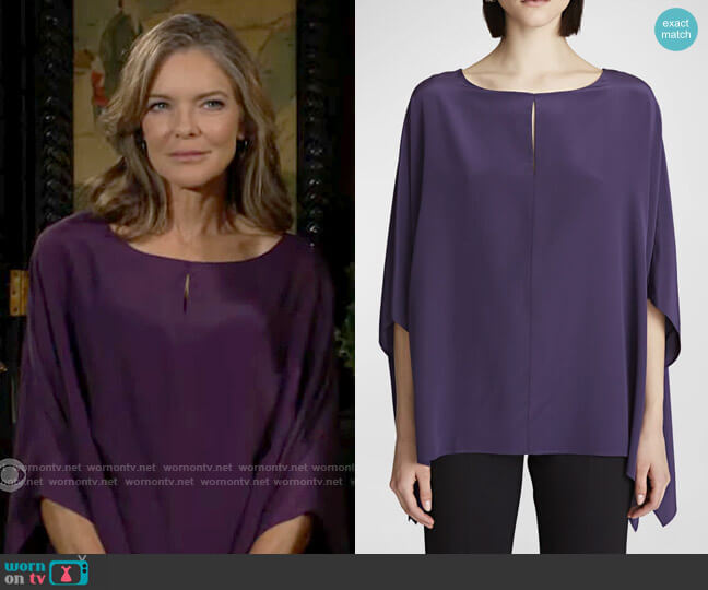 Halston Wendy Top in Eggplant worn by Diane Jenkins (Susan Walters) on The Young and the Restless