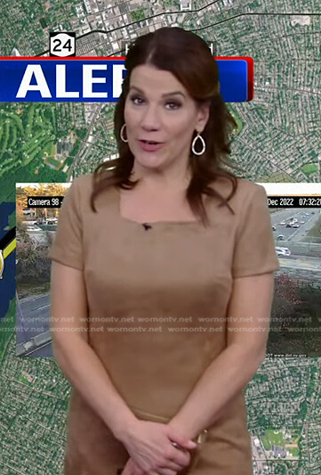 Heather O’Rourke’s beige suede dress on Good Morning America