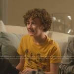 Henry’s yellow insect print tee on Dead to Me