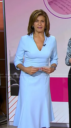 Hoda’s light blue v-neck dress and western boots on Today