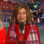 Hoda’s red coat and plaid scarf on Today
