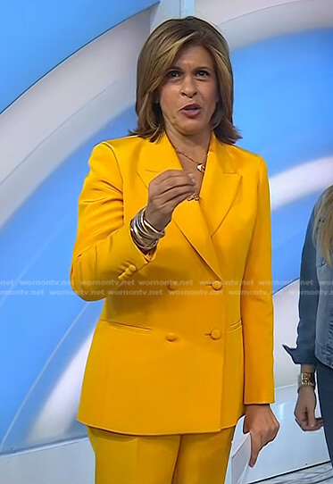Hoda’s yellow double breasted blazer and pants on Today