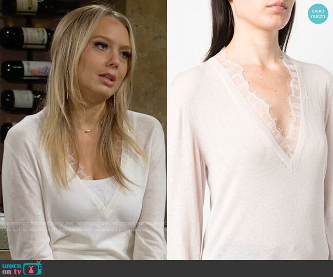 IRO Jayden Sweater in Optical White worn by Abby Newman (Melissa Ordway) on The Young and the Restless