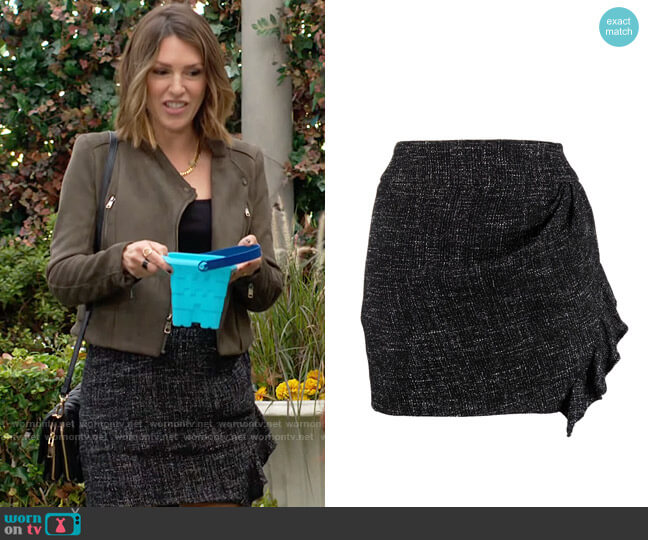 IRO Yoni Tweed Skirt worn by Chloe Mitchell (Elizabeth Hendrickson) on The Young and the Restless