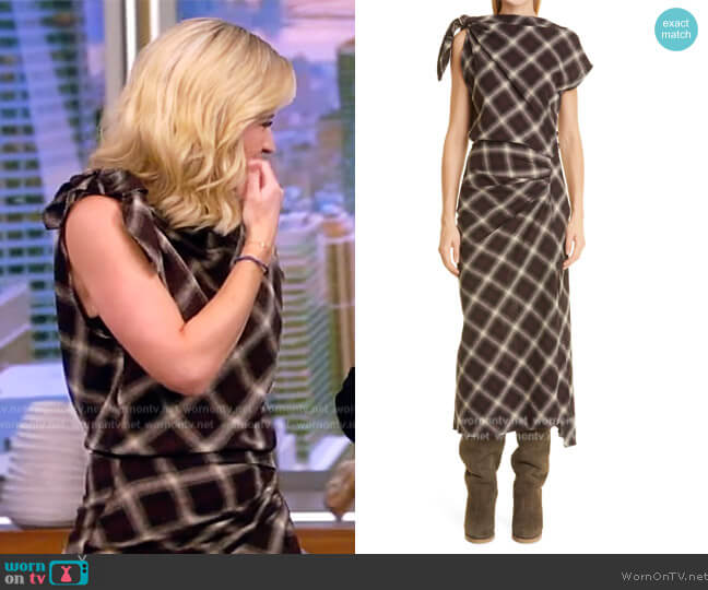 Isabel Marant Etoile Naerys Plaid Asymmetric Dress worn by Sara Haines on The View