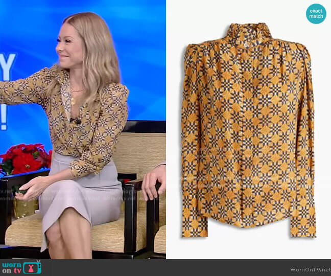 Isabel Marant Printed Silk crepe de chine Blouse worn by Kelly Ripa on Live with Kelly and Mark