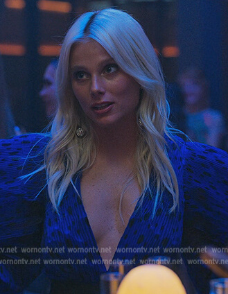 Isadora's blue textured ruffle blouse on Elite