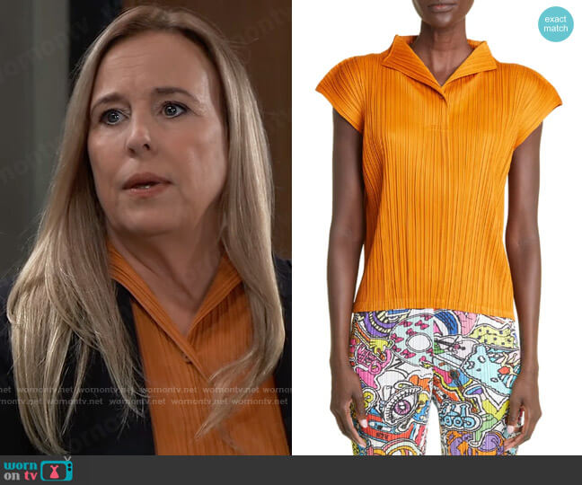 Issey Miyake Pleated Blouse worn by Laura Collins (Genie Francis) on General Hospital