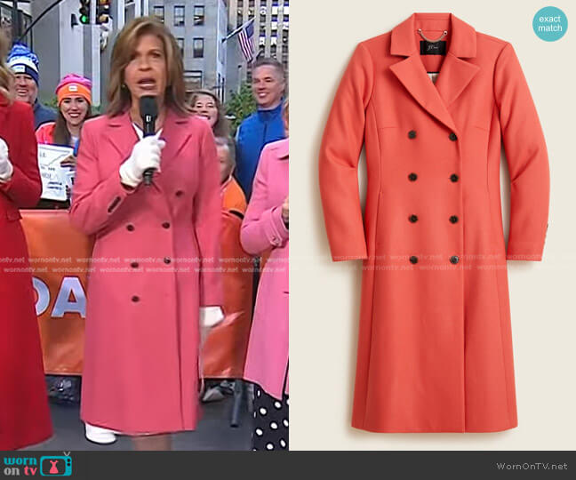 J. Crew Double-Breasted Topcoat in Double Serge Wool worn by Hoda Kotb on Today