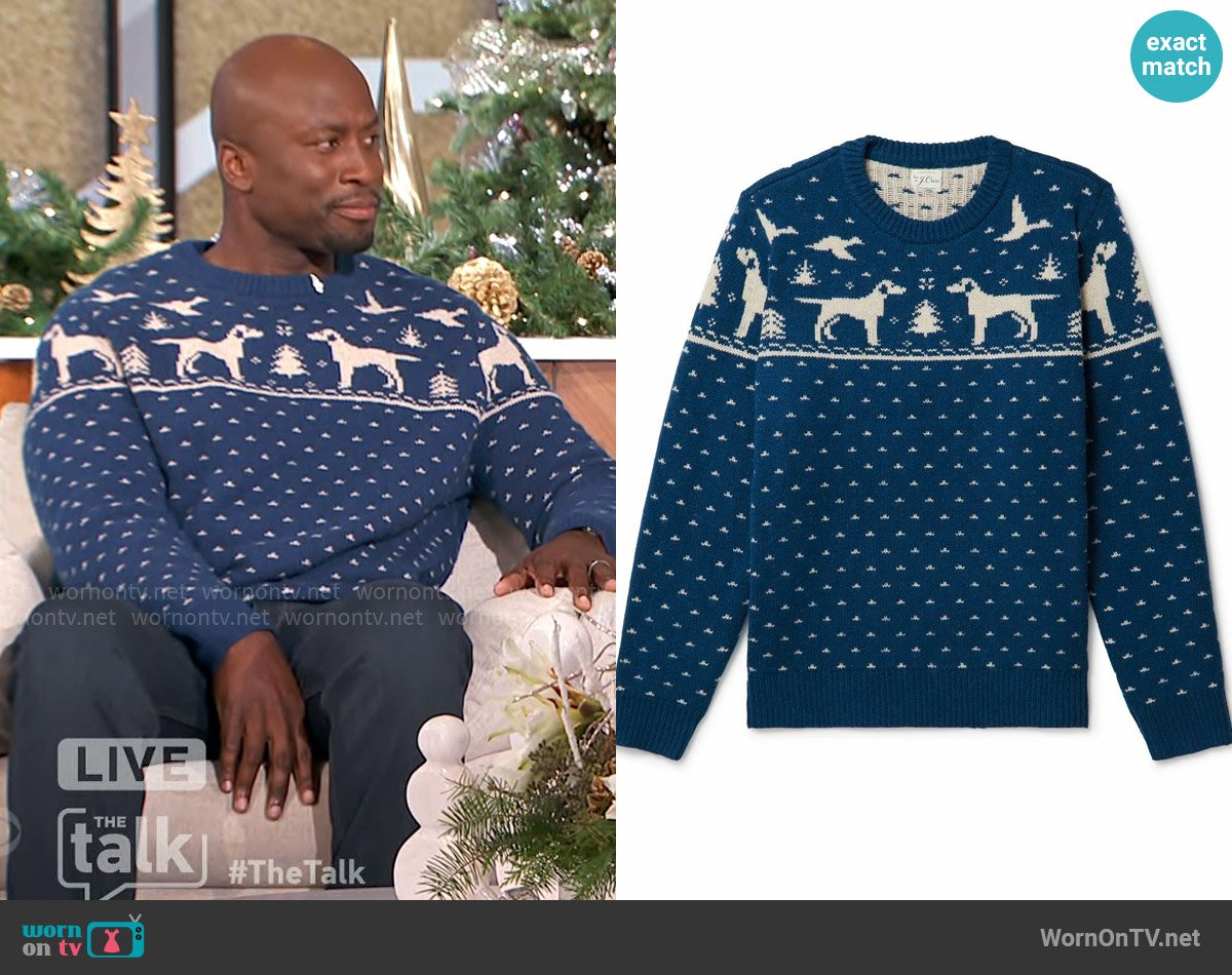 J. Crew Lambswool Fair Isle Crewneck Sweater worn by Akbar Gbajabiamila on The Talk