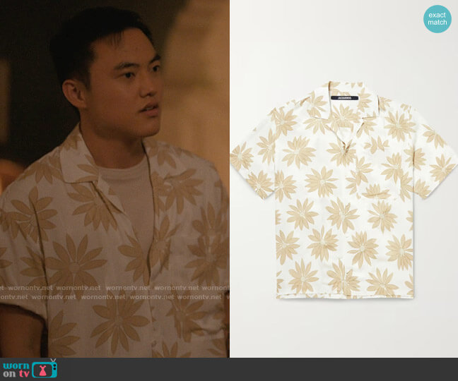 Jacquemus Jean Camp-Collar Floral-Print Poplin Shirt worn by Micah (Leo Sheng) on The L Word Generation Q