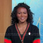 Janai’s black stripe-trim cardigan on Good Morning America