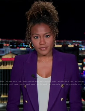 Janai’s purple double breasted blazer on Good Morning America