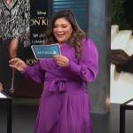 Jenn Chan’s purple wrap dress on Access Hollywood