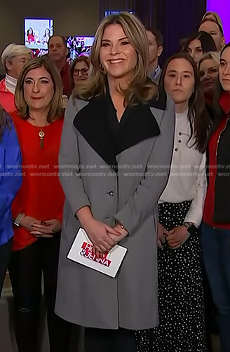 Jenna’s grey coat with black collar on Today