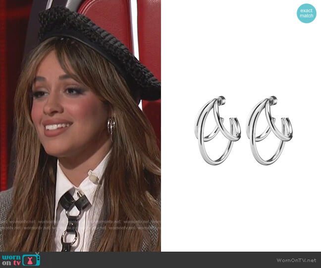 Jennifer Fisher Triple Lily Hoops in Silver worn by Camila Cabello on The Voice
