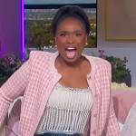 Jennifer’s pink check tweed cardigan on The Jennifer Hudson Show