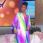 Jennifer’s rainbow ombre trench coat on The Jennifer Hudson Show
