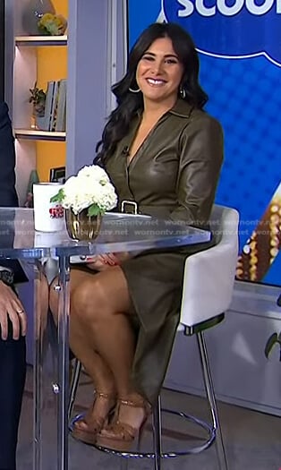 Joelle Garguilo’s green belted leather dress on Today