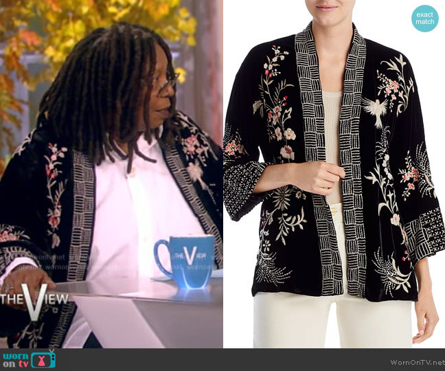 Johnny Was Valentina Velvet Open Front Top worn by Whoopi Goldberg on The View