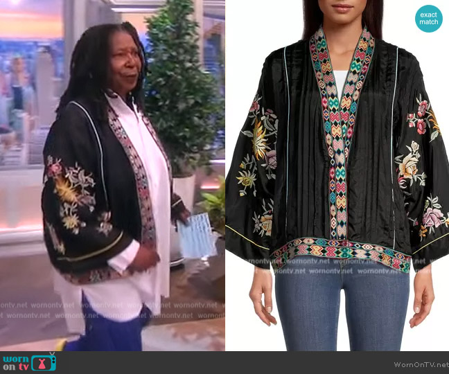 Johnny Was  Eno Embroidered Pintuck Kimono worn by Whoopi Goldberg on The View