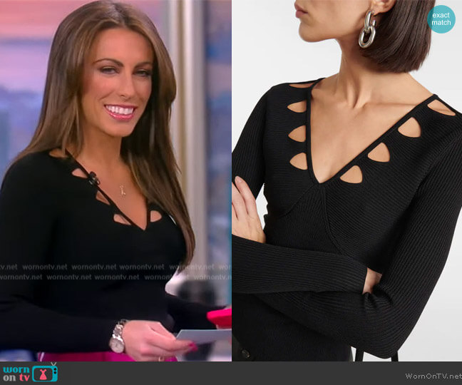 Jonathan Simkhai Solene ribbed-knit sweater worn by Alyssa Farah Griffin on The View