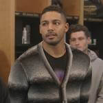 Jordan’s gray stripe cardigan on All American