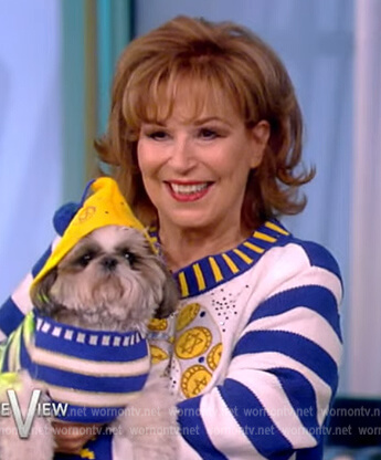 Joy’s blue Christmas sweater on The View