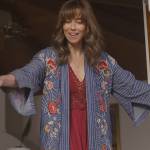 Judy’s blue floral embroidered cardigan on Dead to Me