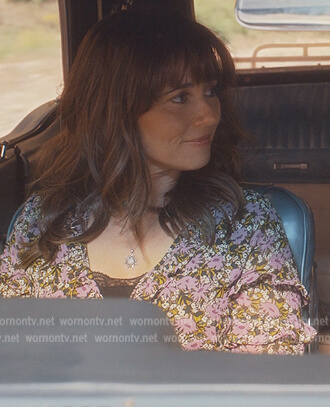 Judy’s floral print v-neck dress on Dead to Me