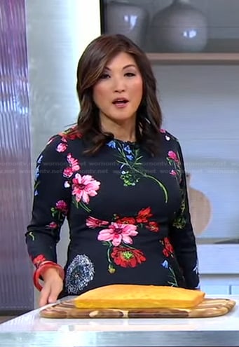 Juju Chang’s black floral dress on Good Morning America