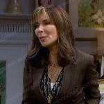 Kate’s black printed blouse and blazer on Days of our Lives