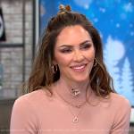 Katharine Mcphee’s blush pink maxi dress and jewelry on CBS Mornings