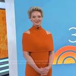 Katherine Heigl’s orange cold shoulder dress on Today