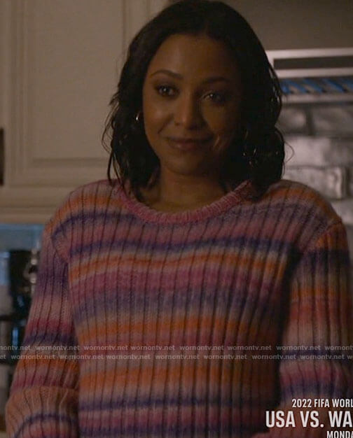 Kayla's space dye sweater on Monarch