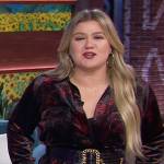 Kelly’s floral velvet shirtdress on The Kelly Clarkson Show