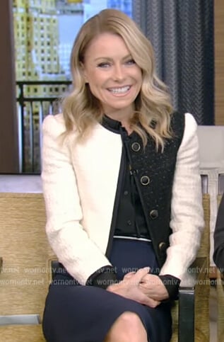 WornOnTV: Kelly's colorblock tweed jacket on Live with Kelly and